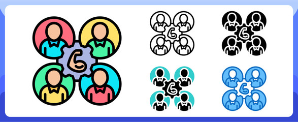 Strong Team Multi Style Icon in Togetherness and Teamwork Vector Design