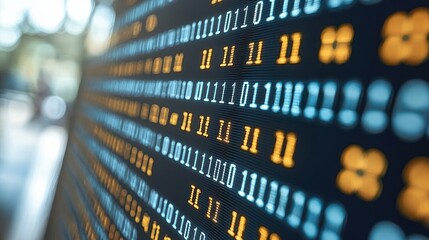 Abstract Binary Code Data Stream on Digital Screen