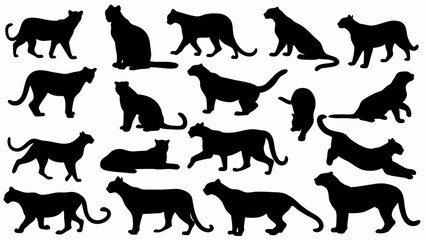 set of  jaguar silhouette vector