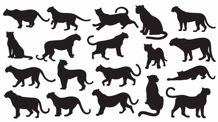 set of  jaguar silhouette vector