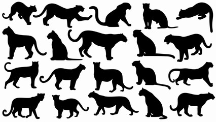 set of  jaguar silhouette vector