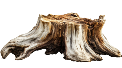 Ancient Tree Stump: A weathered tree stump, showing the intricate patterns of age and decay, stands as a testament to time's passage.  Its texture reveals years of growth and exposure to elements.