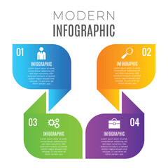 Modern presentation infographic 4 step or options chart list template design