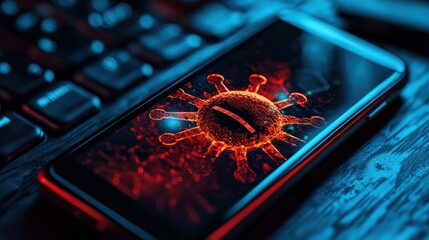 A smartphone with a malware warning and antivirus protection icon to show the importance of mobile device security.