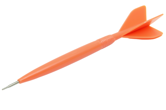 An orange dart, ideal for games and competitions, displayed on a white isolated background.