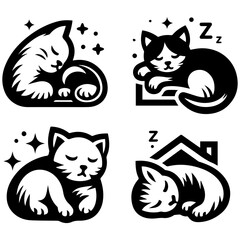 Tranquil cat under the stars, embraced in celestial comfort