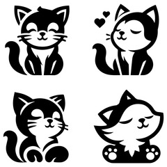 Set of adorable cats resting softly, wrapped in the embrace of bliss