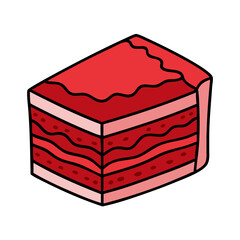 Delicious red velvet cake slice dessert bakery pastry sweet treat confectionery food illustration