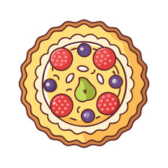 Delicious pizza with pepperoni blueberry and pear vector illustration food design art 90