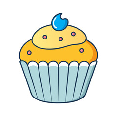 Colorful Cartoon Cupcake with Frosting Icon
