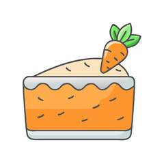 Delicious carrot cake slice with cream cheese frosting and carrot topping illustration
