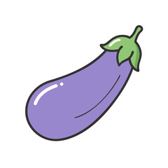 Cartoon eggplant vector illustration: purple aubergine vegetable clip art drawing for design projects