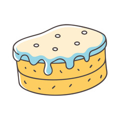 Delicious sponge cake with cream icing vector illustration dessert bakery sweet treat food design