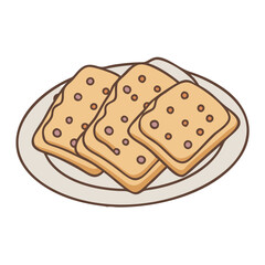 Delicious homemade chocolate chip cookies on plate for breakfast illustration vector art