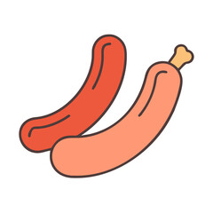 Delicious sausage food vector illustration of grilled and smoked meat for cooking and eating