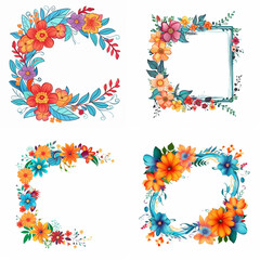 Vibrant floral wreaths and frames in various shapes.