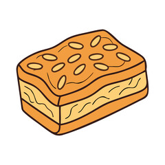 Delicious baklava dessert illustration with nuts and layers for food blog and recipe sites