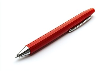 Red ballpoint pen on white background