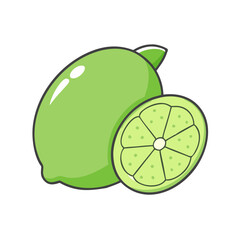 Fresh green lime fruit illustration vector graphic healthy food citrus ingredient design element