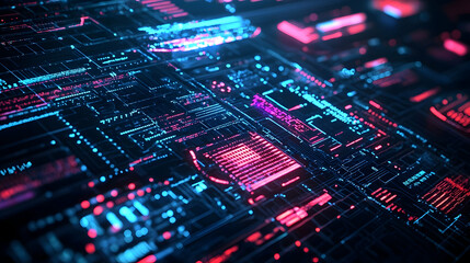 Obraz premium Futuristic technological artwork showcasing a complex circuit board design