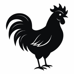 Minimalist Black Rooster Silhouette Vector