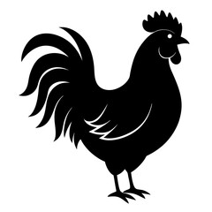Minimalist Black Rooster Silhouette Vector