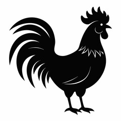 Minimalist Black Rooster Silhouette Vector