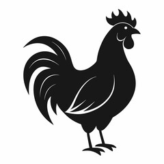 Minimalist Black Rooster Silhouette Vector