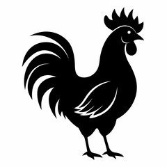 Minimalist Black Rooster Silhouette Vector