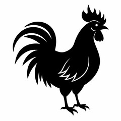 Minimalist Black Rooster Silhouette Vector