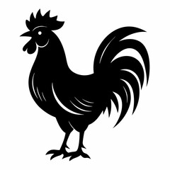 Minimalist Black Rooster Silhouette Vector