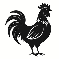 Minimalist Black Rooster Silhouette Vector