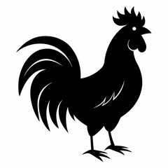 Minimalist Black Rooster Silhouette Vector