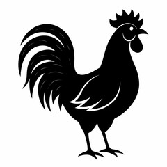 Minimalist Black Rooster Silhouette Vector