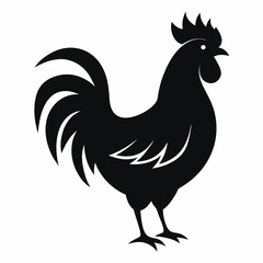 Minimalist Black Rooster Silhouette Vector