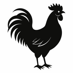 Minimalist Black Rooster Silhouette Vector