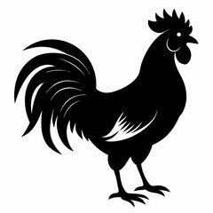 Minimalist Black Rooster Silhouette Vector