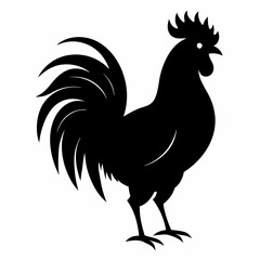 Minimalist Black Rooster Silhouette Vector