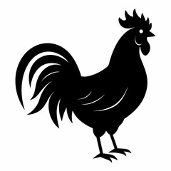 Minimalist Black Rooster Silhouette Vector
