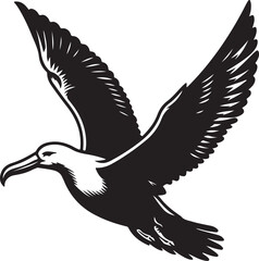 Fototapeta premium Albatross Silhouette Black Vector High Quality Vector Image. The white background