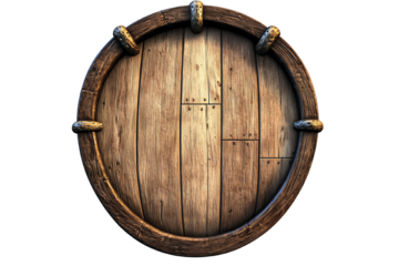 Wooden barrel with iron bands, isolated on white background, ideal for storage and beverages.