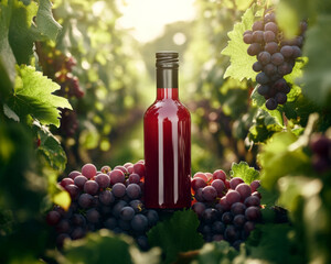 Fototapeta premium Grape juice and vineyard delight scene is refreshing, lively and inviting