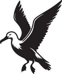 Obraz premium Albatross Silhouette Black Vector High Quality Vector Image. The white background