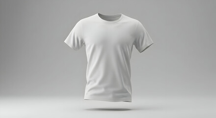 Blank White T-Shirt Mockup On Gray Background