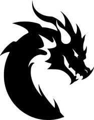 Dragon - Black and White Isolated Icon - Vector illustration
