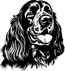 Cocker Spaniel | Black and White Vector illustration