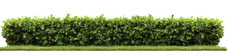 Fototapeta premium Lush green hedge isolated on transparent background