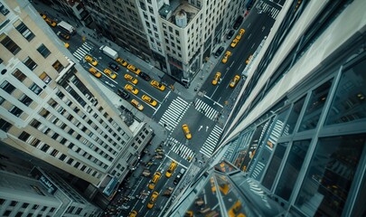 Fototapeta premium Bustling Intersection in Urban Cityscape