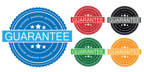 Retro Circular Badges and Guarantee Seals with Bold Typography and Star Icons