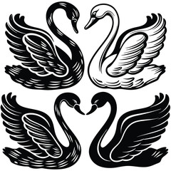 Obraz premium set-of-swan-silhouette-set-vector-image (24).eps